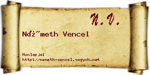 Németh Vencel névjegykártya